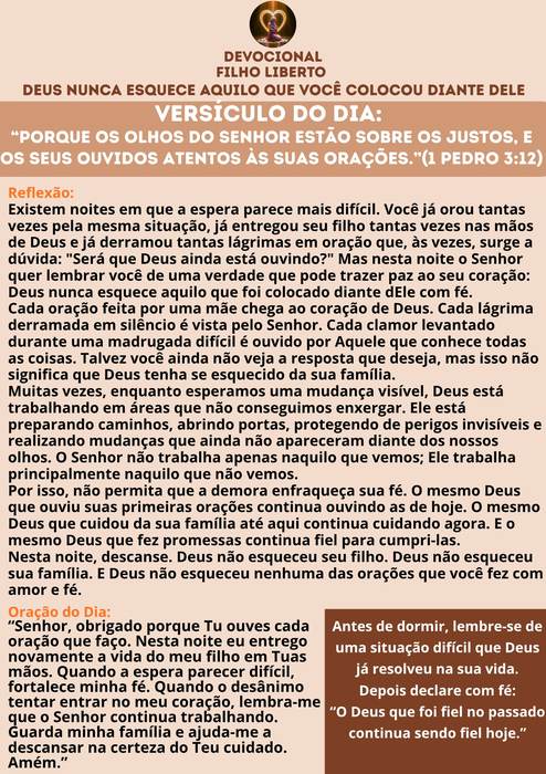 Exemplo de devocional diário enviado no grupo