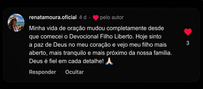 Depoimento do Instagram
